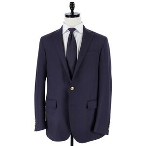 Polo Ralph Lauren Blazer Size 40L Navy Blue Gold Buttons Wool Italy Recent